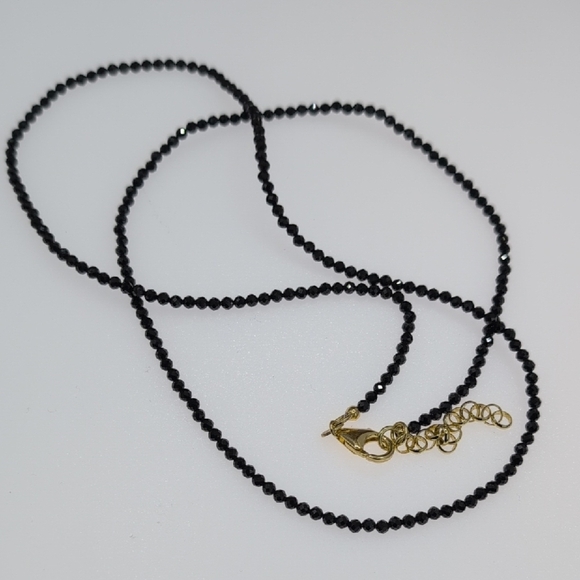 Bellezza Sleek Black Necklace with Reflective Glass Beads 18k Gold Closure - Picture 4 of 5